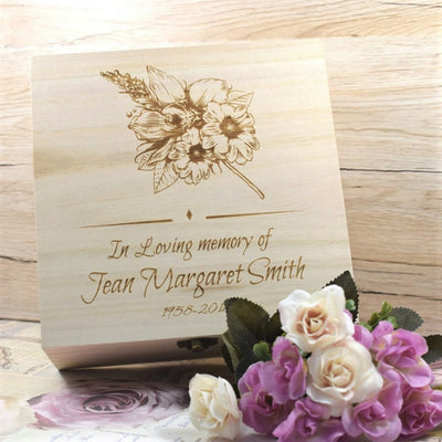 Personalised Floral Remembrance Keepsake Box