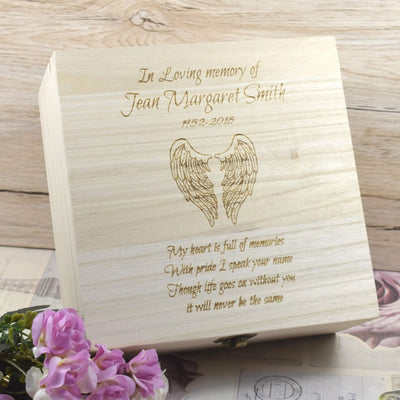 Personalised Remembrance Keepsake Box - Wings Design
