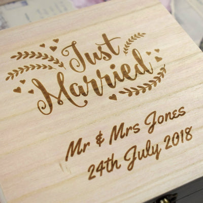 Personalised Just Married Wedding Keepsake Box - Newly Married Couples
