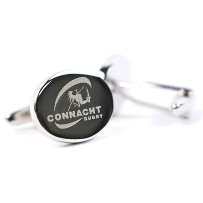 Engraved Silver Oval Cufflinks - Custom Logo 
