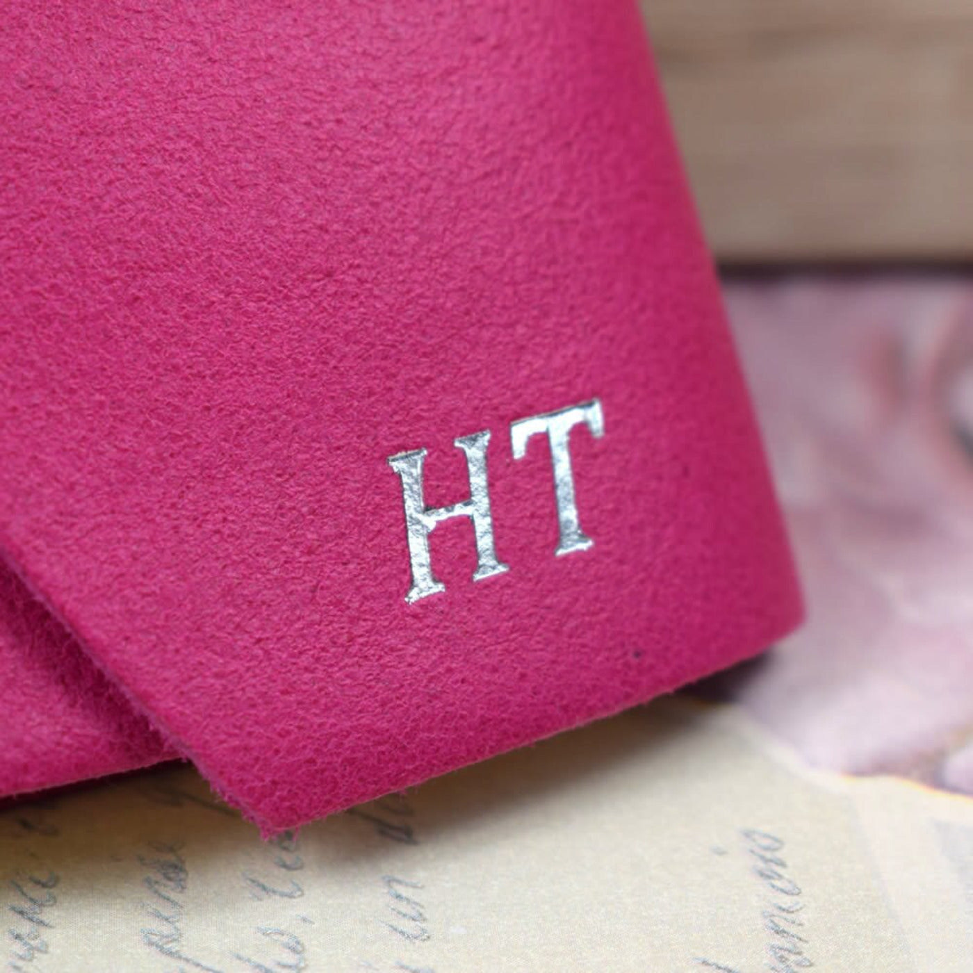 Embossed Medium Pink Genuine Leather Journal