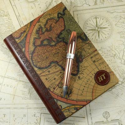 Embossed Large World Map Genuine Leather Journal