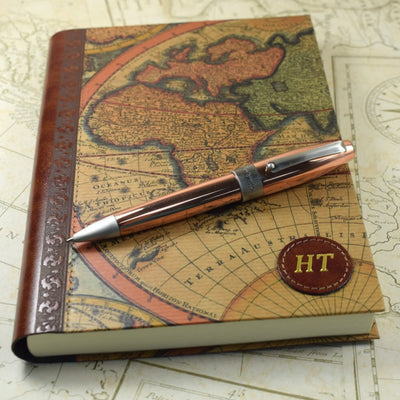 Embossed Large World Map Genuine Leather Journal