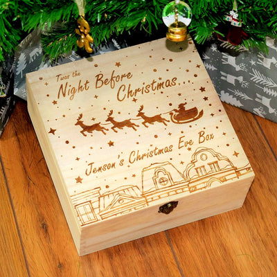 Personalised, Engraved Wooden Christmas Eve Box - The Night Before Christmas