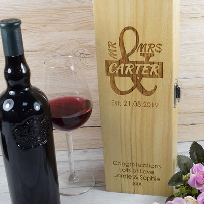 Personalised Wedding Wine Box - Mr & Mrs