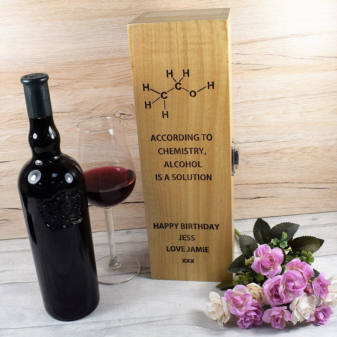 Personalised Wine Box - Alcohol Is A Solution