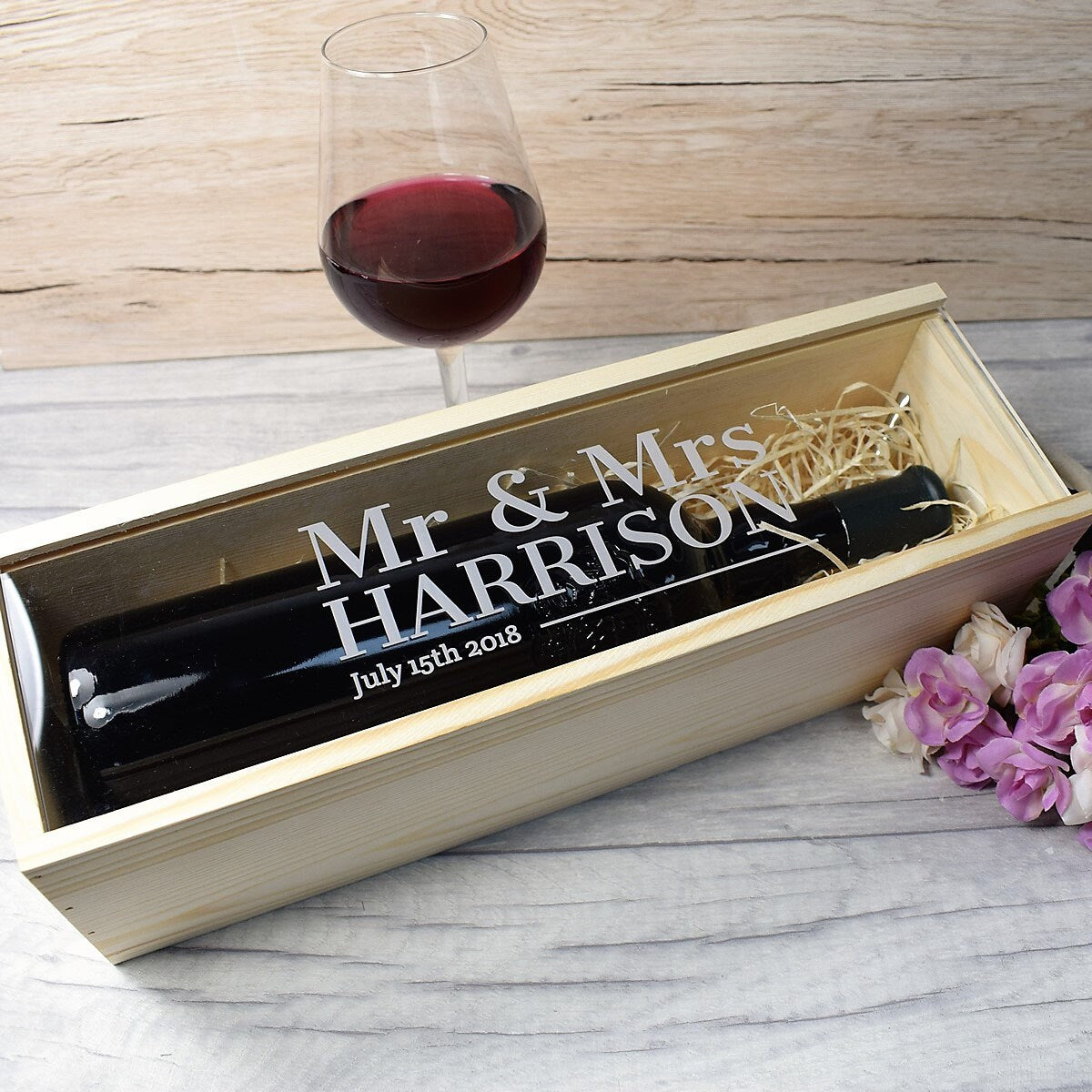 Personalised Wine Box With Clear Lid - Mr & Mrs