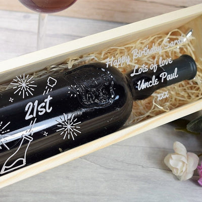 Personalised Wine Box With Clear Lid - Birthday With Fireworks