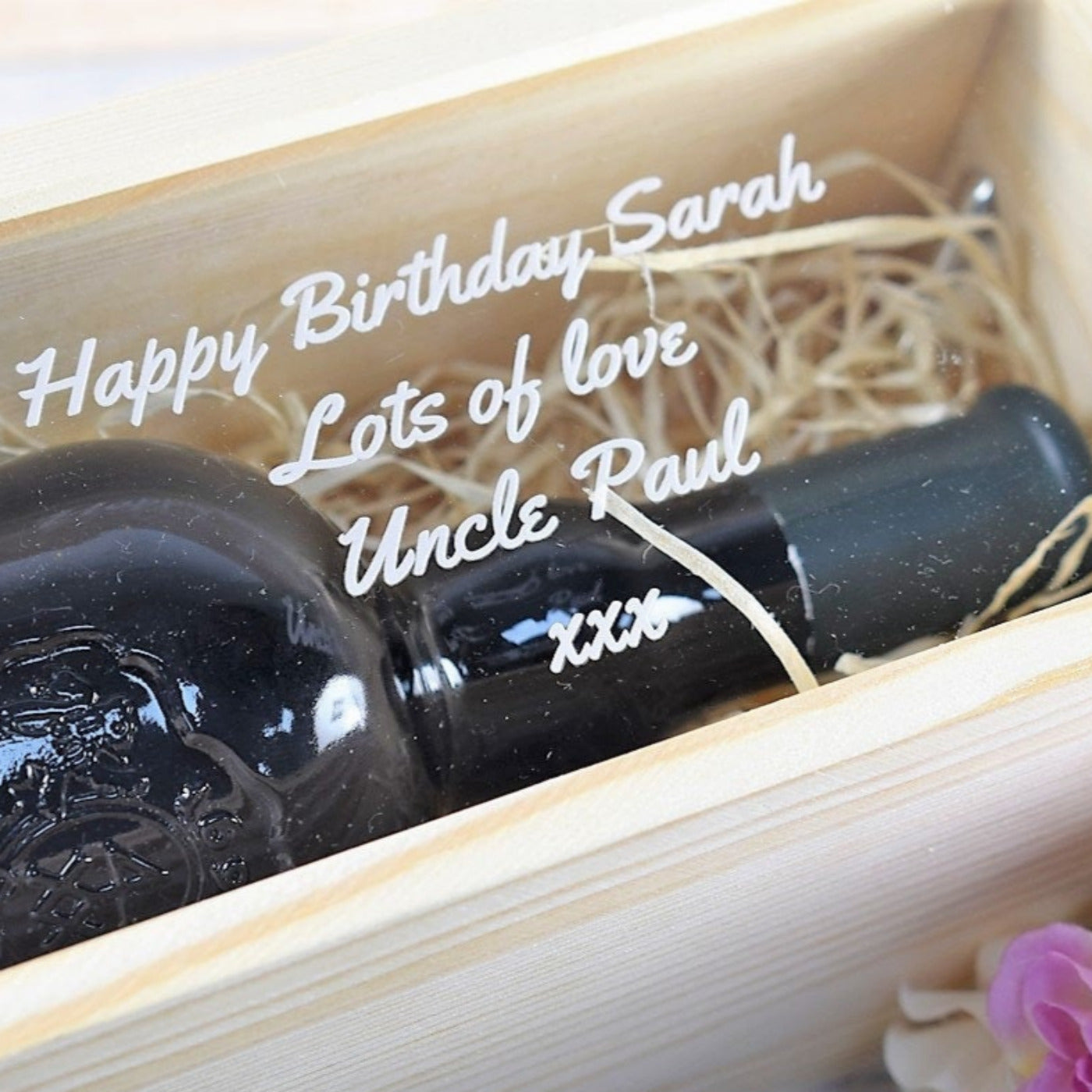 Personalised Wine Box With Clear Lid - Birthday With Fireworks