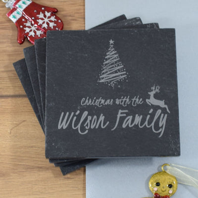 Personalised Slate Coasters - Christmas Deer