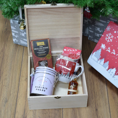 Personalised, Engraved Wooden Christmas Eve Box - Geometric Deer