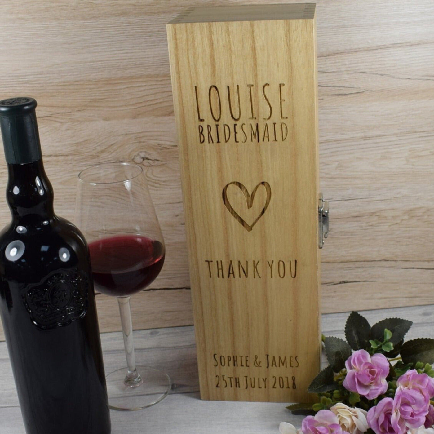 Personalised Wedding Wine Box - Thank You For Being My Bridesmaid