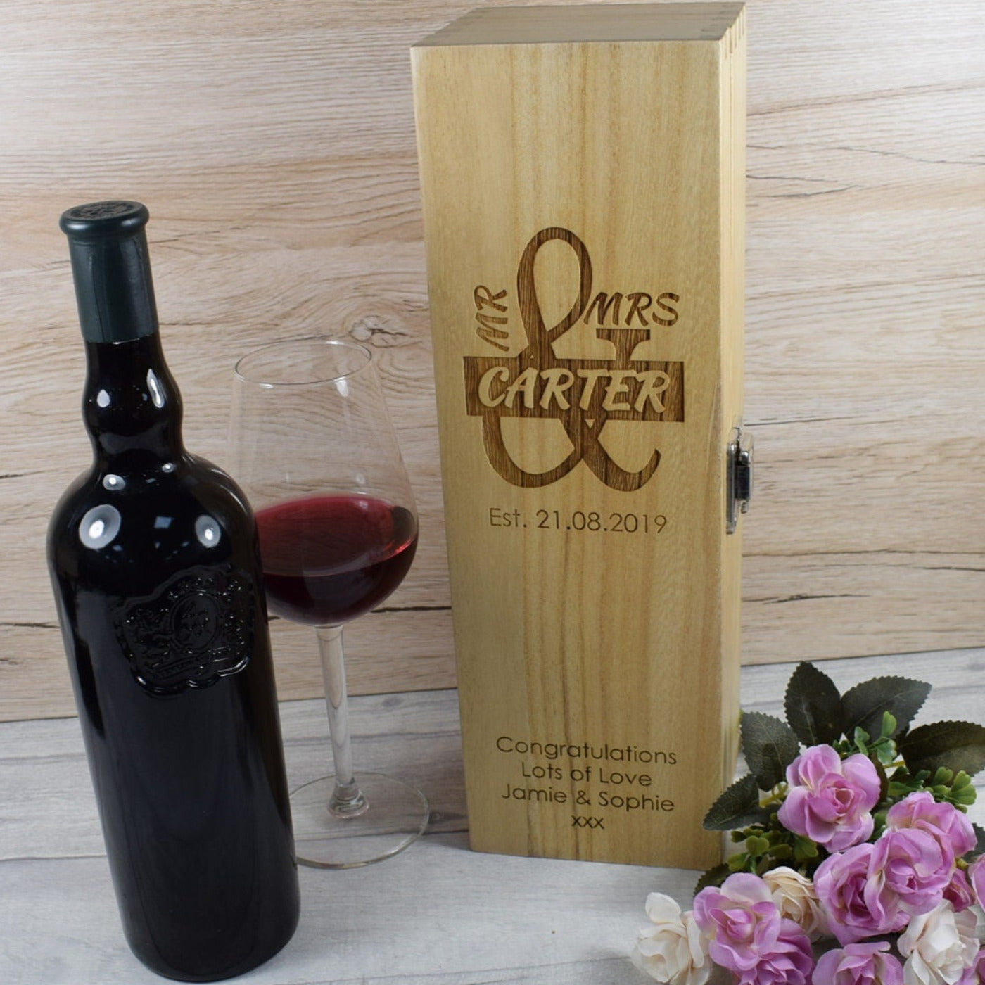 Personalised Wedding Wine Box - Mr & Mrs