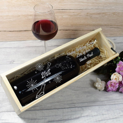 Personalised Wine Box With Clear Lid - Birthday With Fireworks
