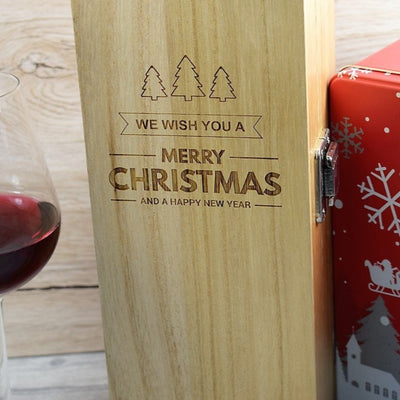 Personalised Christmas Wine Box - Snowy Trees