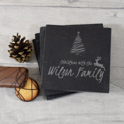 Personalised Slate Coasters - Christmas Deer