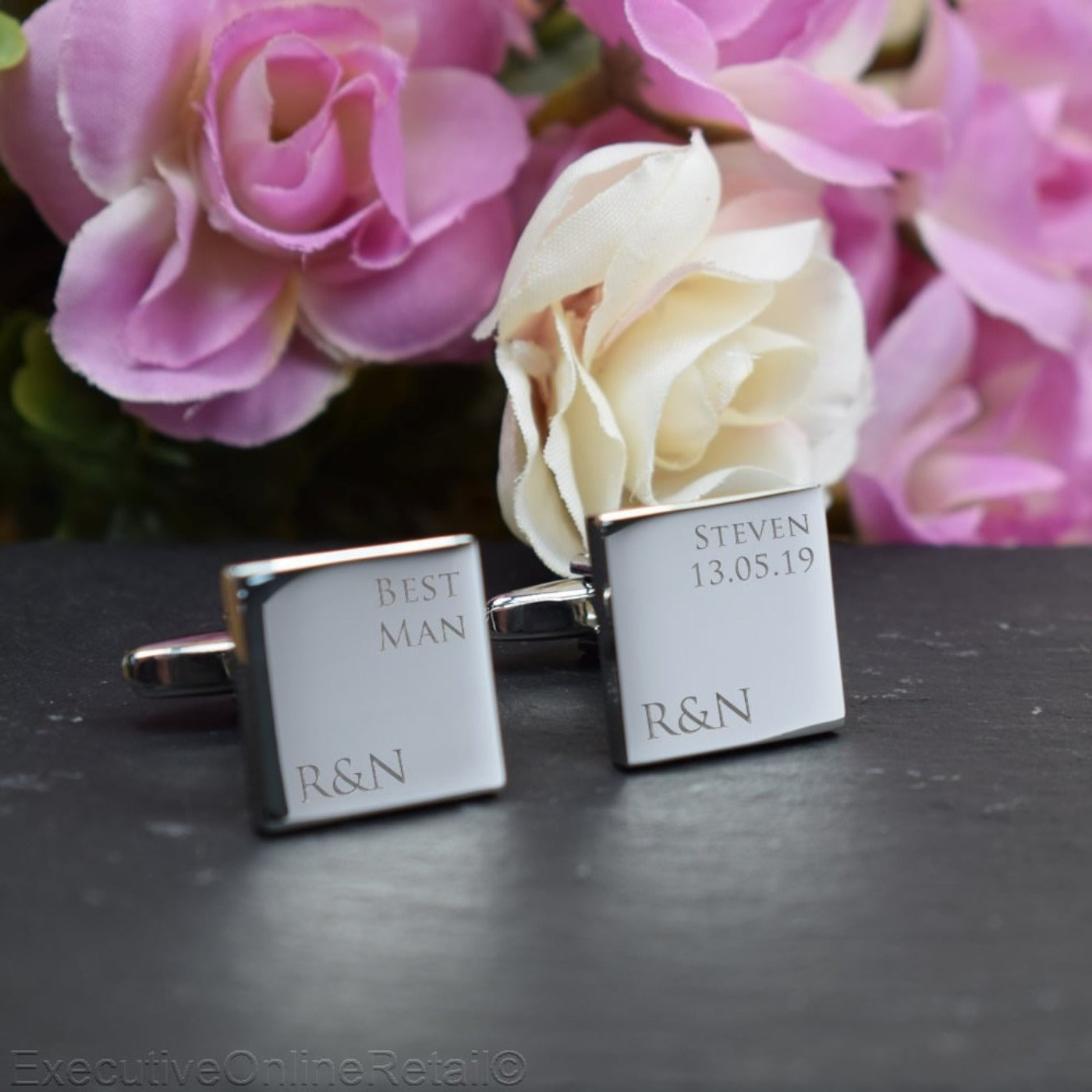 Personalised Silver Square Cufflinks - Wedding, Best Man