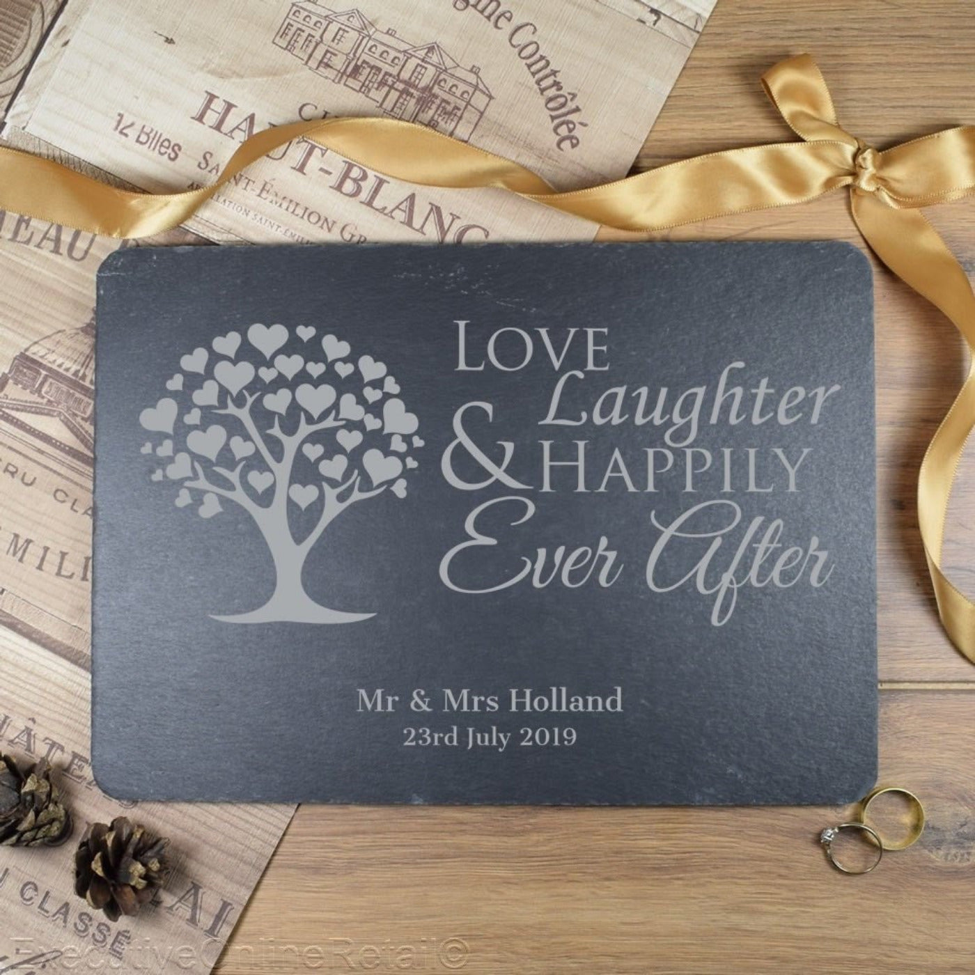 Wedding Gift - Personalised Engraved Slate Placemat New Home Gift, Happily Ever After, Platter, Cheeseboard, Valentines Gift, Mothers Day
