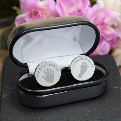 Personalised Silver Round Cufflinks - Christening