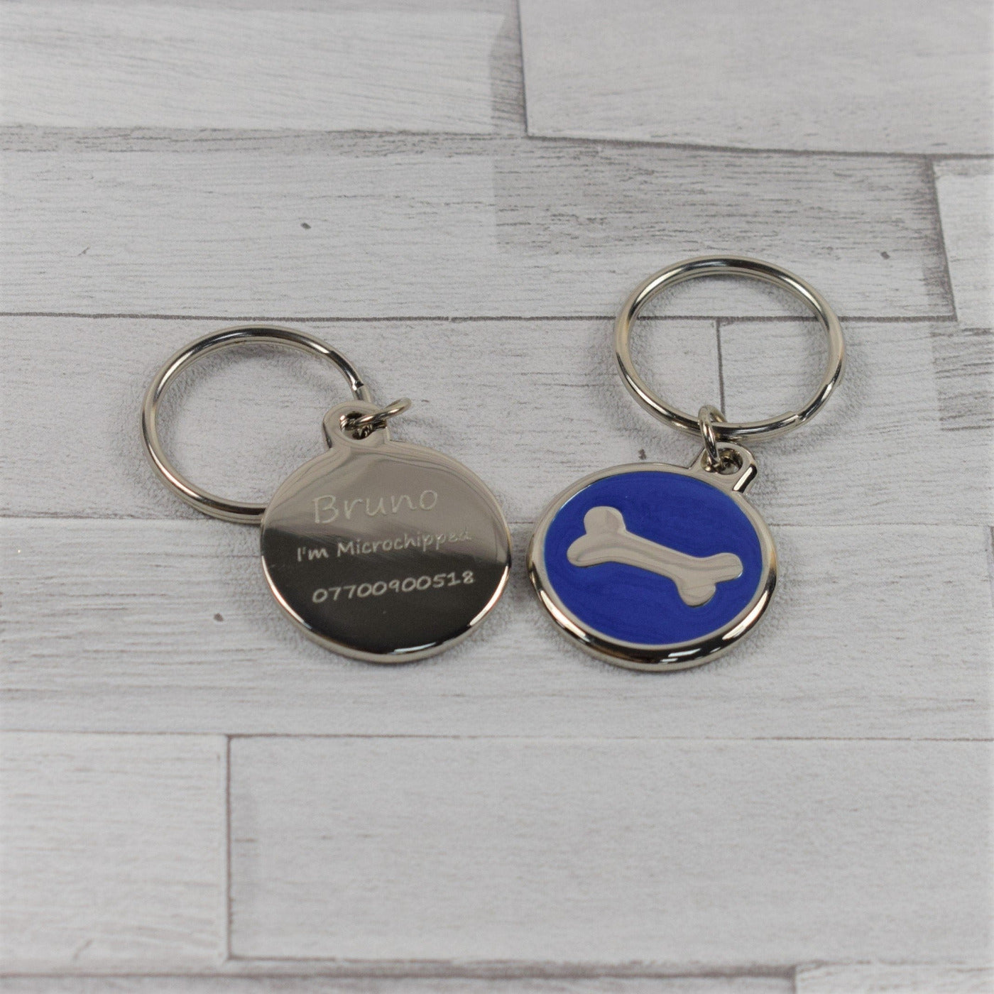 Personalised Round Pet ID Tag With Bone - Collar Tag For Dogs & Cats