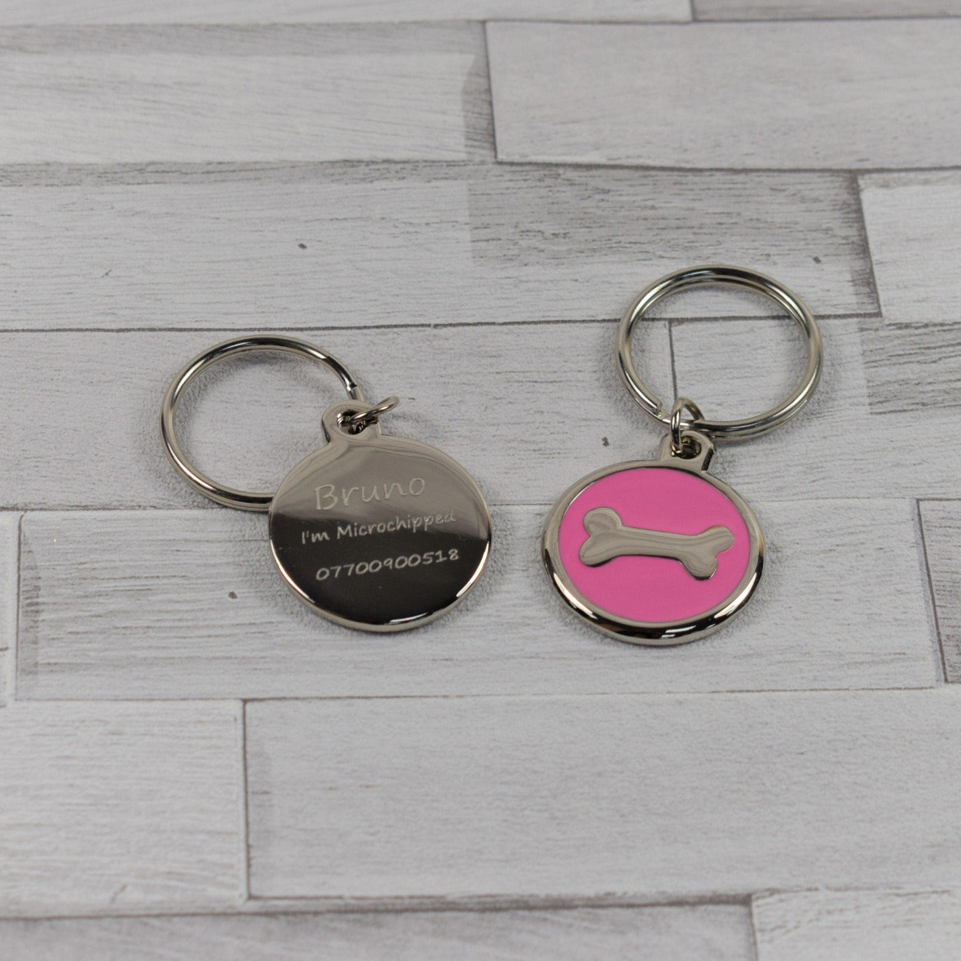 Personalised Round Pet ID Tag With Bone - Collar Tag For Dogs & Cats