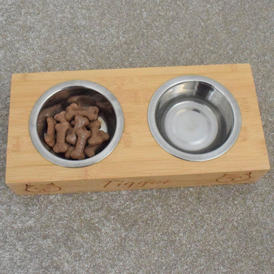 Personalised Bamboo Pet Bowl - Live Laugh Bark