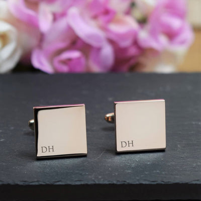 Personalised Rose Gold Square Cufflinks - Initial