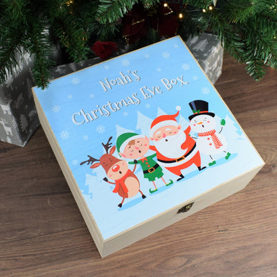 Christmas Eve Box - Wooden Christmas Box With Santa & Friends Design