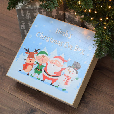 Christmas Eve Box - Wooden Christmas Box With Santa & Friends Design