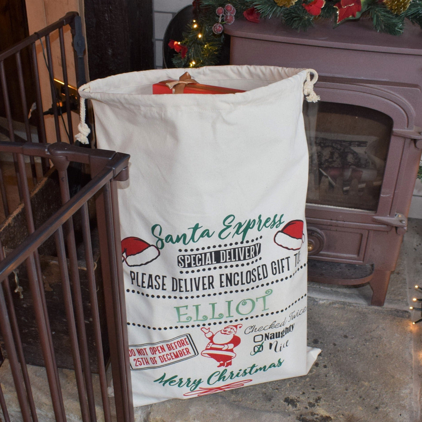 Personalised Festive Christmas Sack - Santa or Reindeer