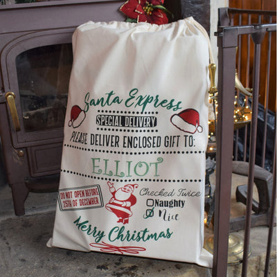 Personalised Festive Christmas Sack - Santa or Reindeer