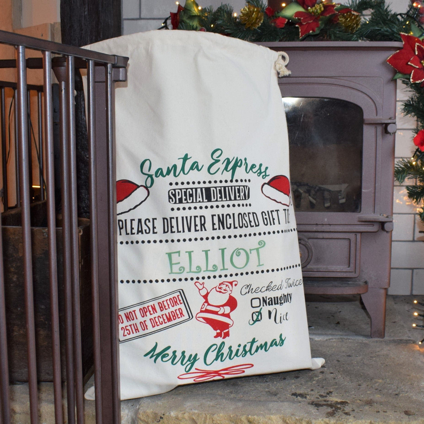 Personalised Festive Christmas Sack - Santa or Reindeer