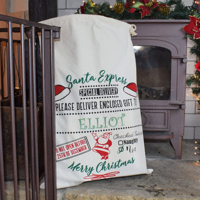 Personalised Festive Christmas Sack - Santa or Reindeer