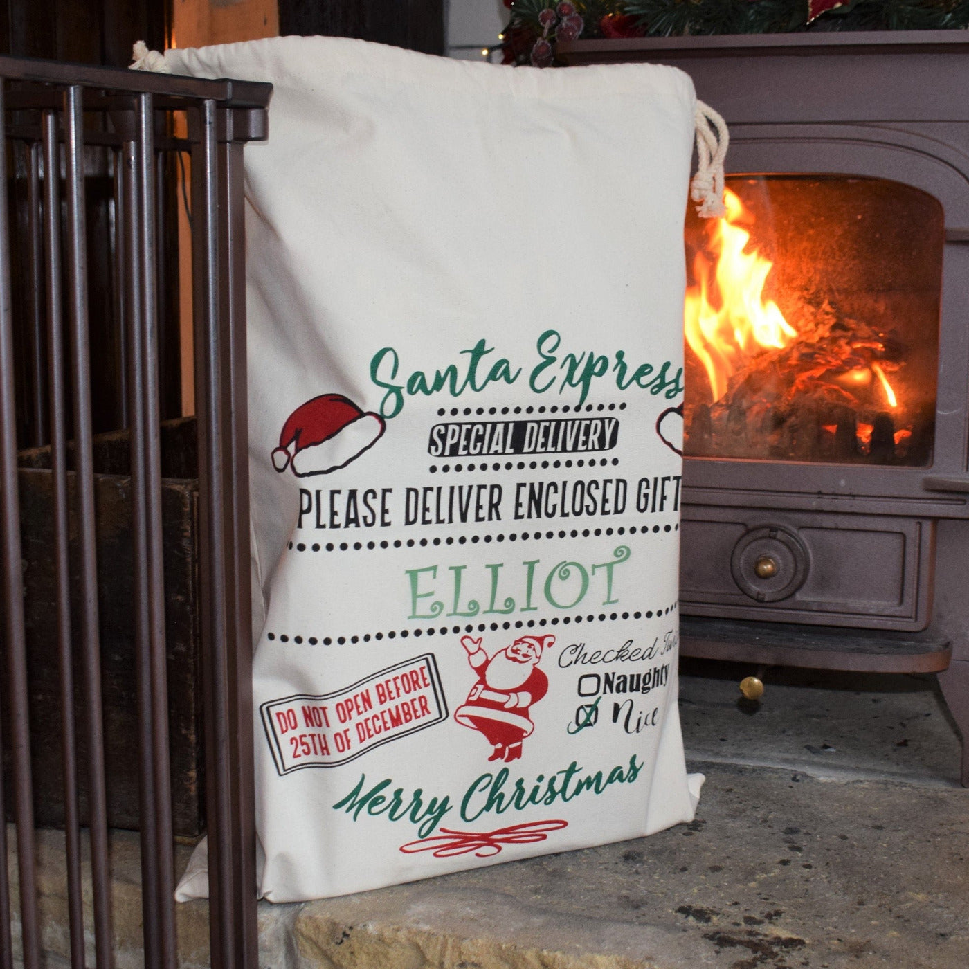 Personalised Festive Christmas Sack - Santa or Reindeer