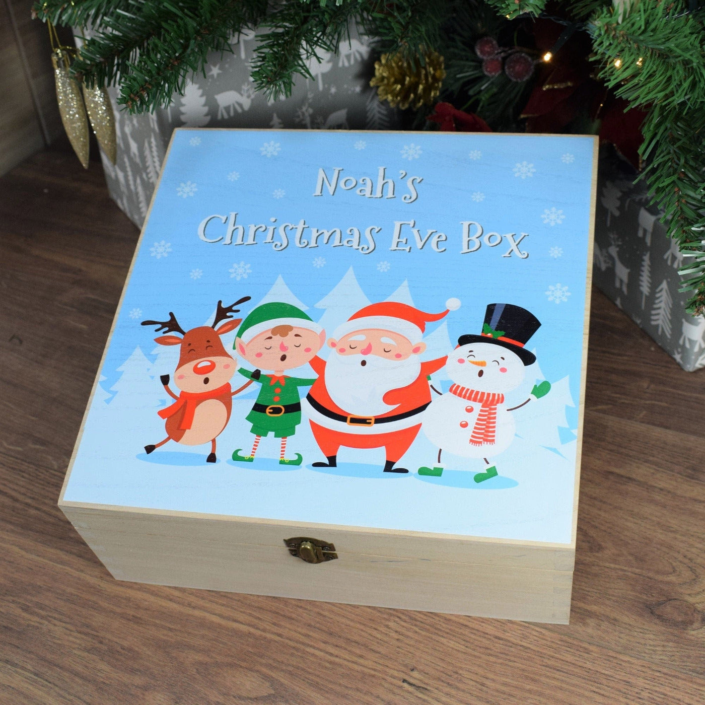 Christmas Eve Box - Wooden Christmas Box With Santa & Friends Design