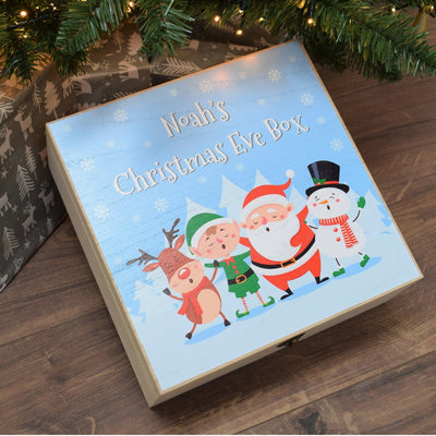 Christmas Eve Box - Wooden Christmas Box With Santa & Friends Design