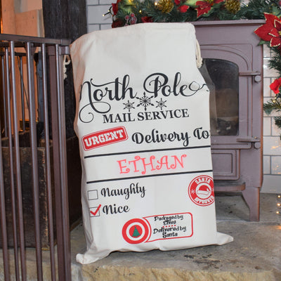 Personalised Festive Christmas Sack - North Pole