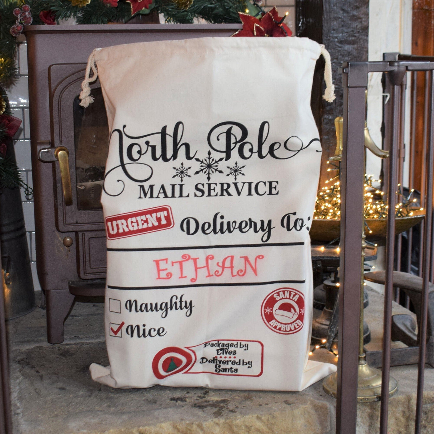 Personalised Festive Christmas Sack - North Pole