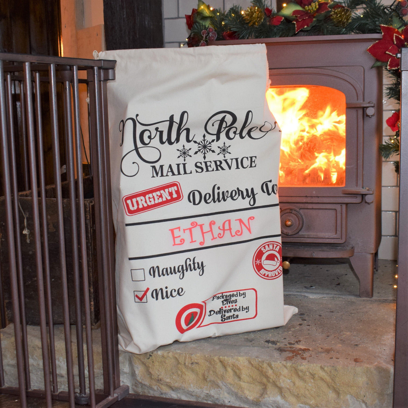 Personalised Festive Christmas Sack - North Pole