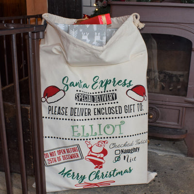 Personalised Festive Christmas Sack - Santa or Reindeer