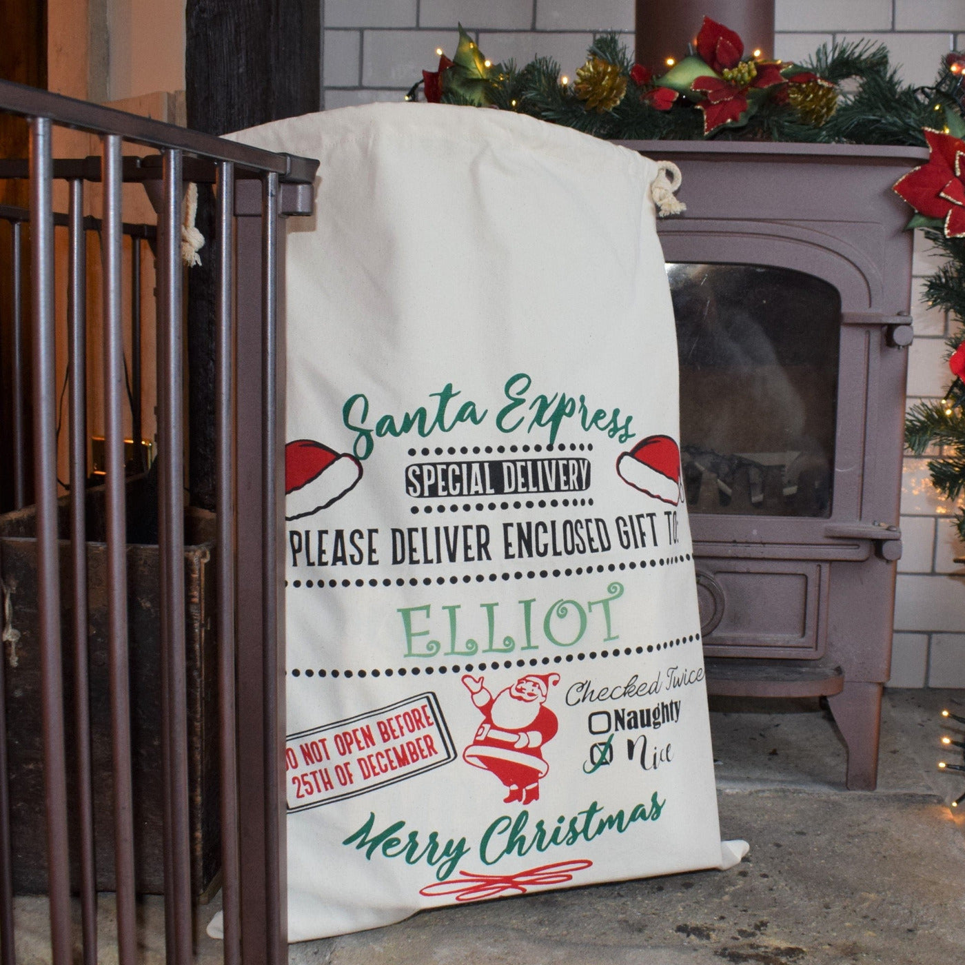 Personalised Festive Christmas Sack - Santa or Reindeer
