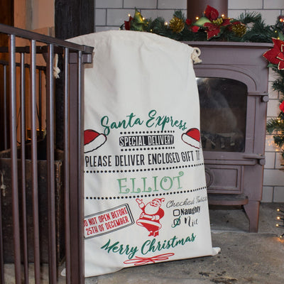 Personalised Festive Christmas Sack - Santa or Reindeer