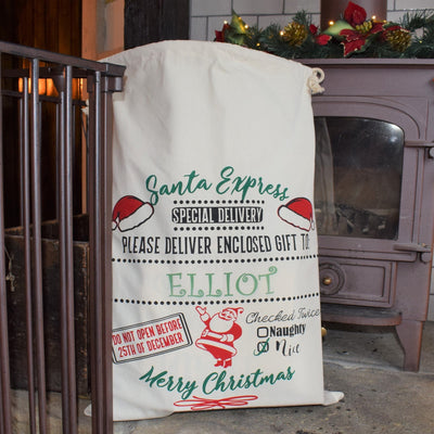 Personalised Festive Christmas Sack - Santa or Reindeer