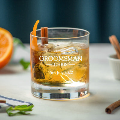 Personalised Whisky Glass Traditional Tumbler - Wedding Party Name & Date