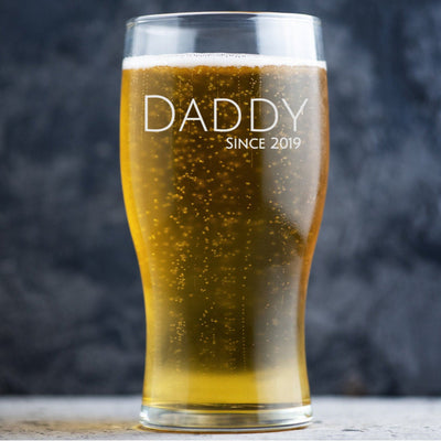 Personalised Beer Glass Classic Design - Daddy Since 'Year'