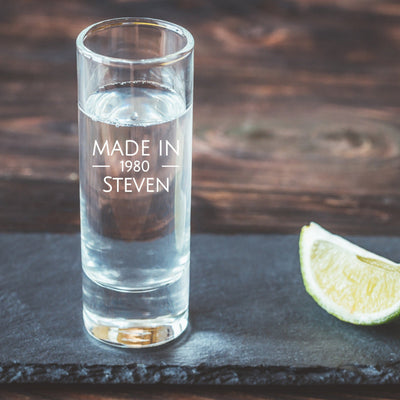 Engraved Shot Glass - Made In with Birth Date