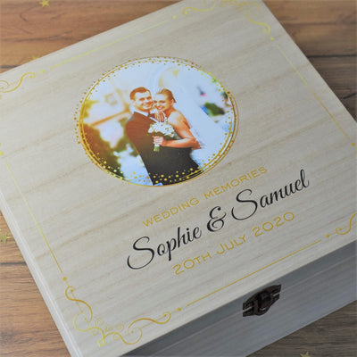 Personalised, Printed Wooden Wedding Keepsake Box - Wedding Memories