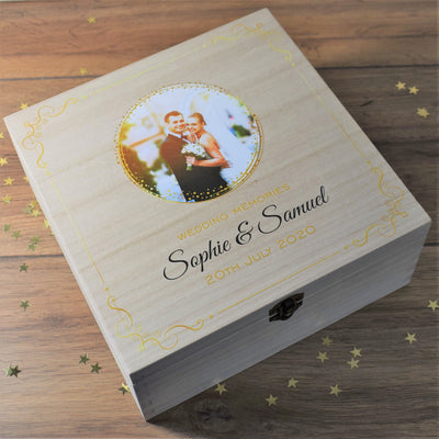 Personalised, Printed Wooden Wedding Keepsake Box - Wedding Memories