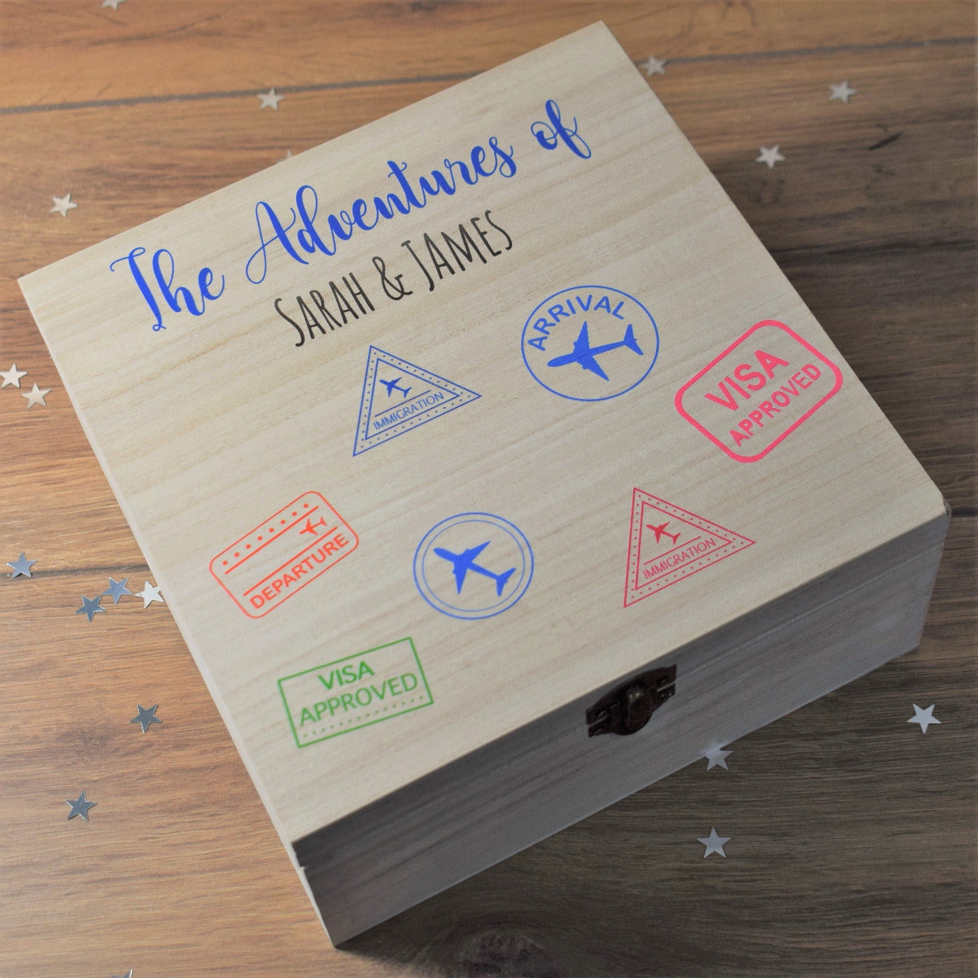 Personalised, Printed Wooden Keepsake Box - The Adventures Of 2