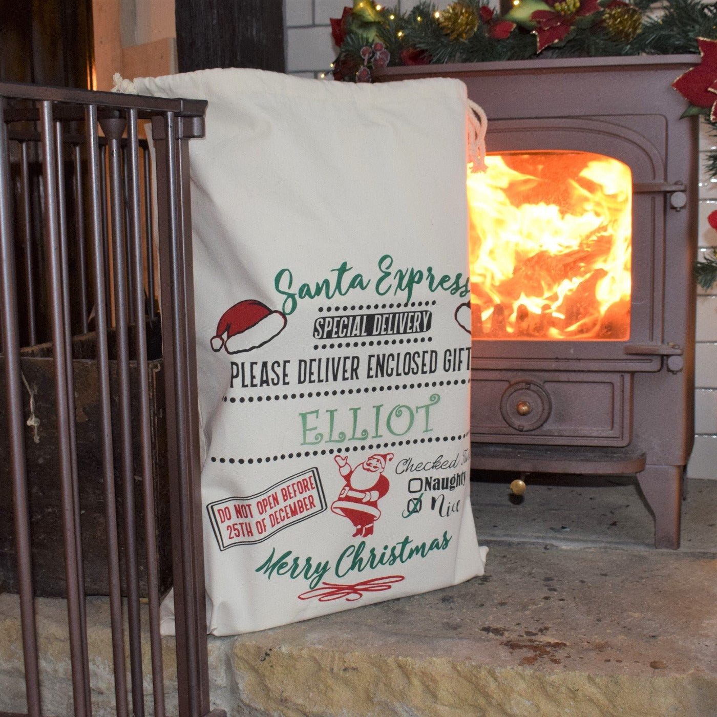 Personalised Festive Christmas Sack - Santa or Reindeer